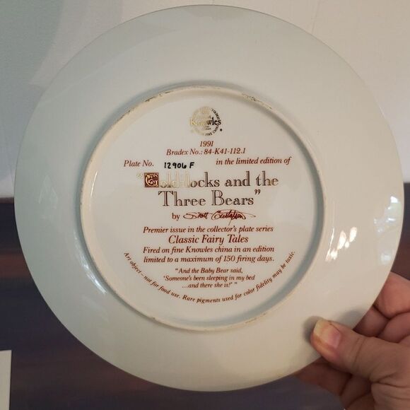 Vtg 1991 Knowles Collector Plate "Goldilocks & the Three Bears" COA Original Box - Picture 7 of 13